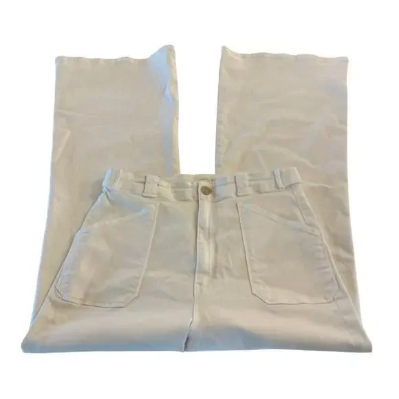 Mother Denim The Elbow Grease‎ Roller Sneak in Antique White Wide Leg size 31